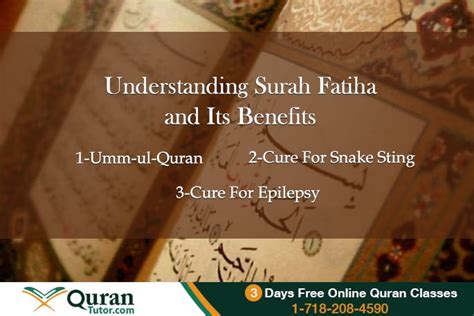 Following are some of the benefits of Surah Al-Fatiha Surah Al-Fatiha for shifa (cure diseases) For all ailmentsdiseases recite Surah Al-Fatiha seven (07) times and blow on the water for a patient to drink. . Surah fatiha 7 times benefits